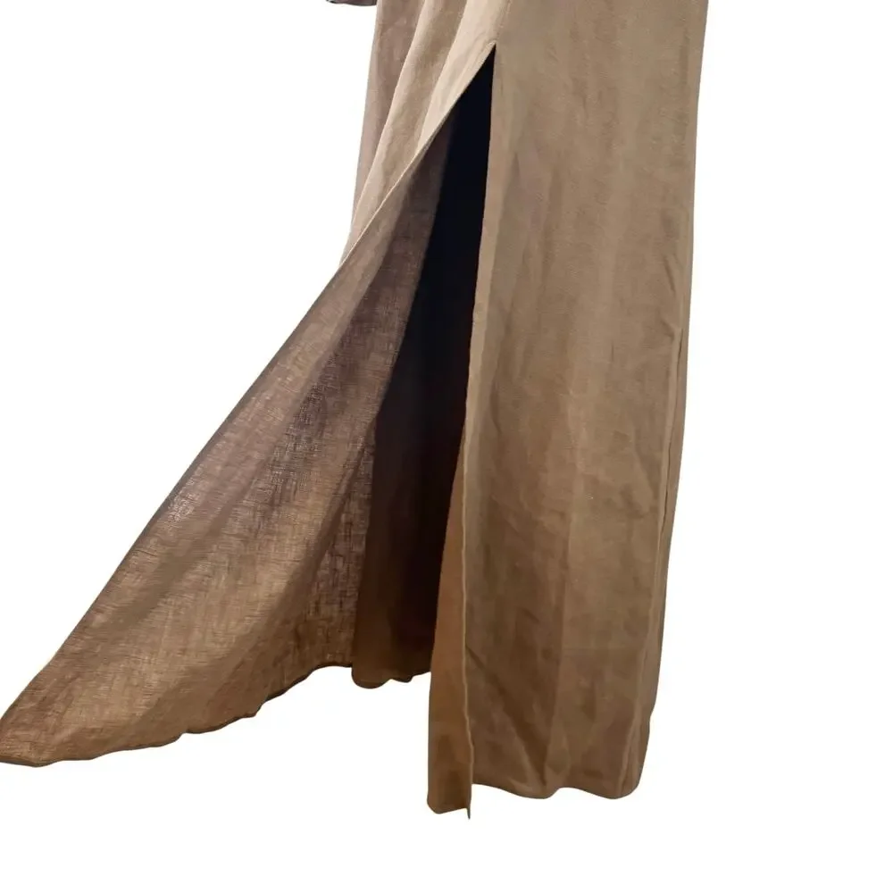 Reformation Hyland Linen Dress in Khaki Size XL - Picture 10 of 13